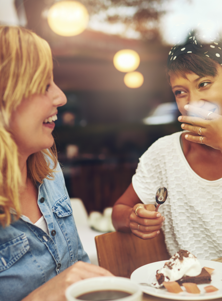 two women in a cafe